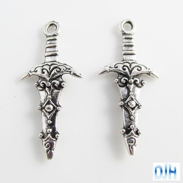 Bulk Engraved Dagger Charm Pendant Select Qty