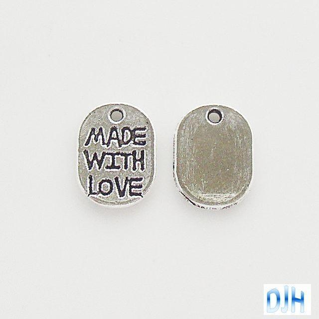 Bulk Add a Tag Made With Love Tag Charm Pendant 11x8mm Select Qty