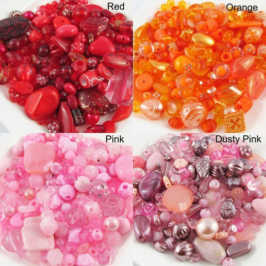 50grams Acrylic Craft Beads Random Mix Great for Jewellery Making! Select Colour
