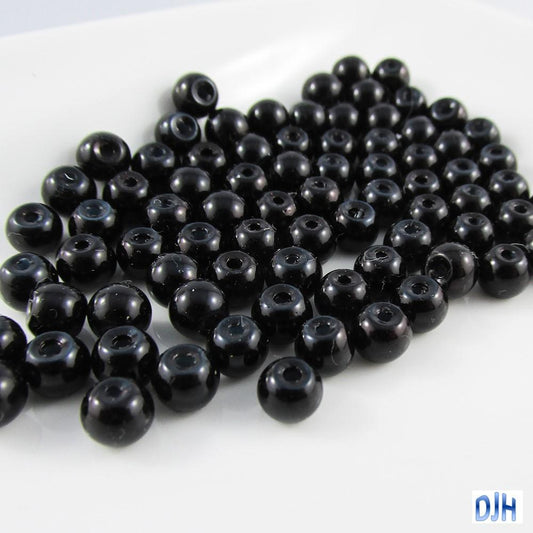 20g 65+ pcs Round Glass Pearl Beads 6mm Select from 12 colours