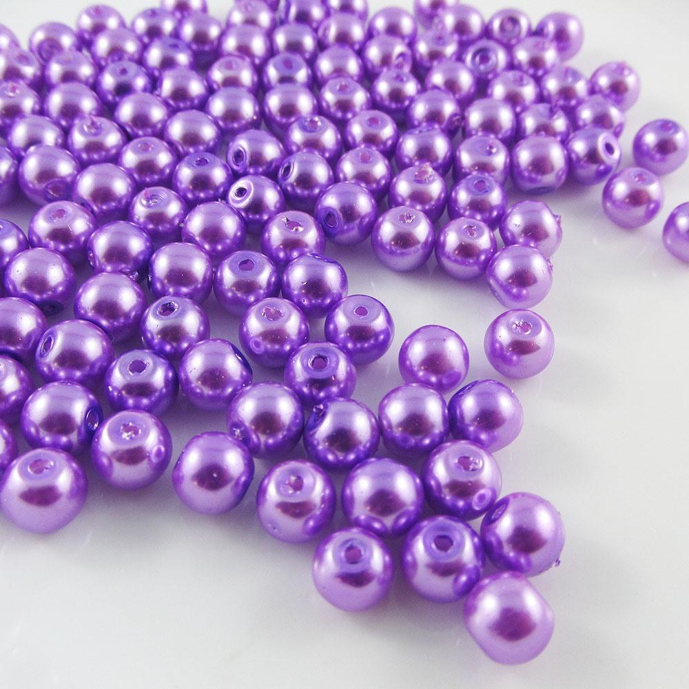 20g 65+ pcs Round Glass Pearl Beads 6mm Select from 12 colours