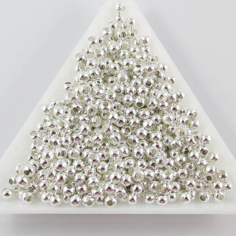 1000pcs Smooth Ball Spacer Beads 3mm Hole 1mm Select Silver Gold or Silver Tone
