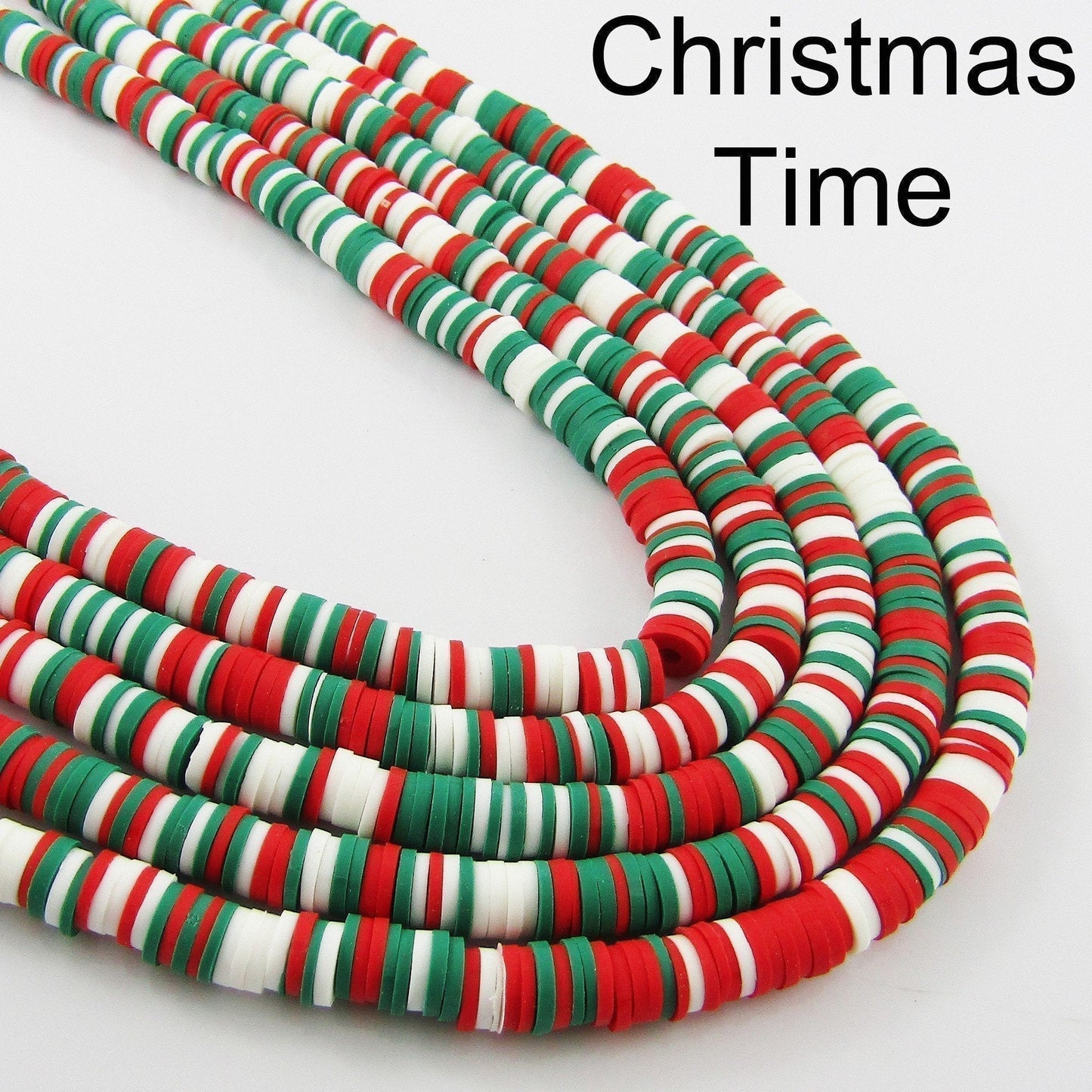 One Strand 330pcs Wafer Disc Christmas Time Polymer Clay Beads Katsuki Bead 6mm