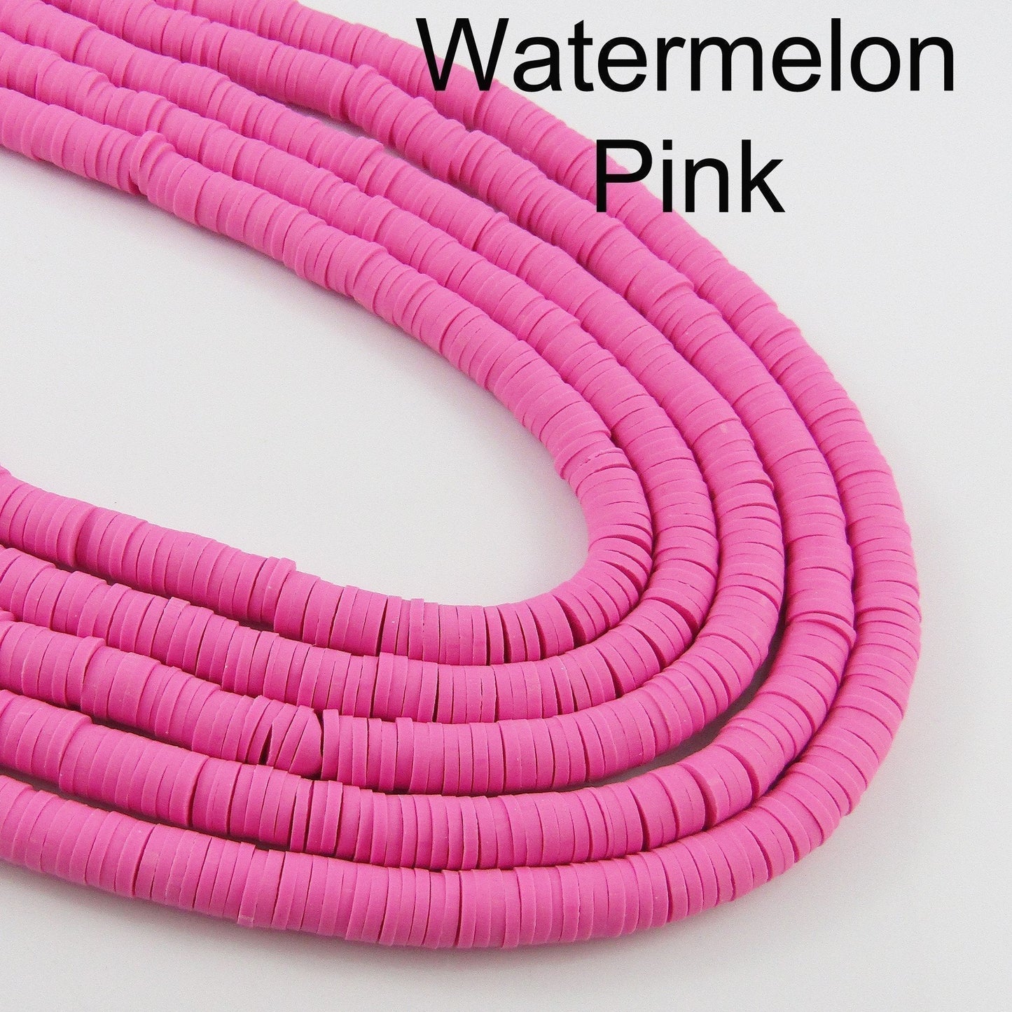 One Strand 330pcs Wafer Disc Watermelon Pink Polymer Clay Beads Katsuki Bead 6mm