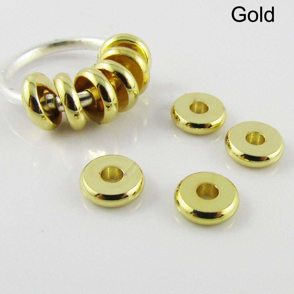 20pcs Brass Tiny Disc Spacer Beads 6mm Hole 1.8mm Gold Silver or Gunmetal