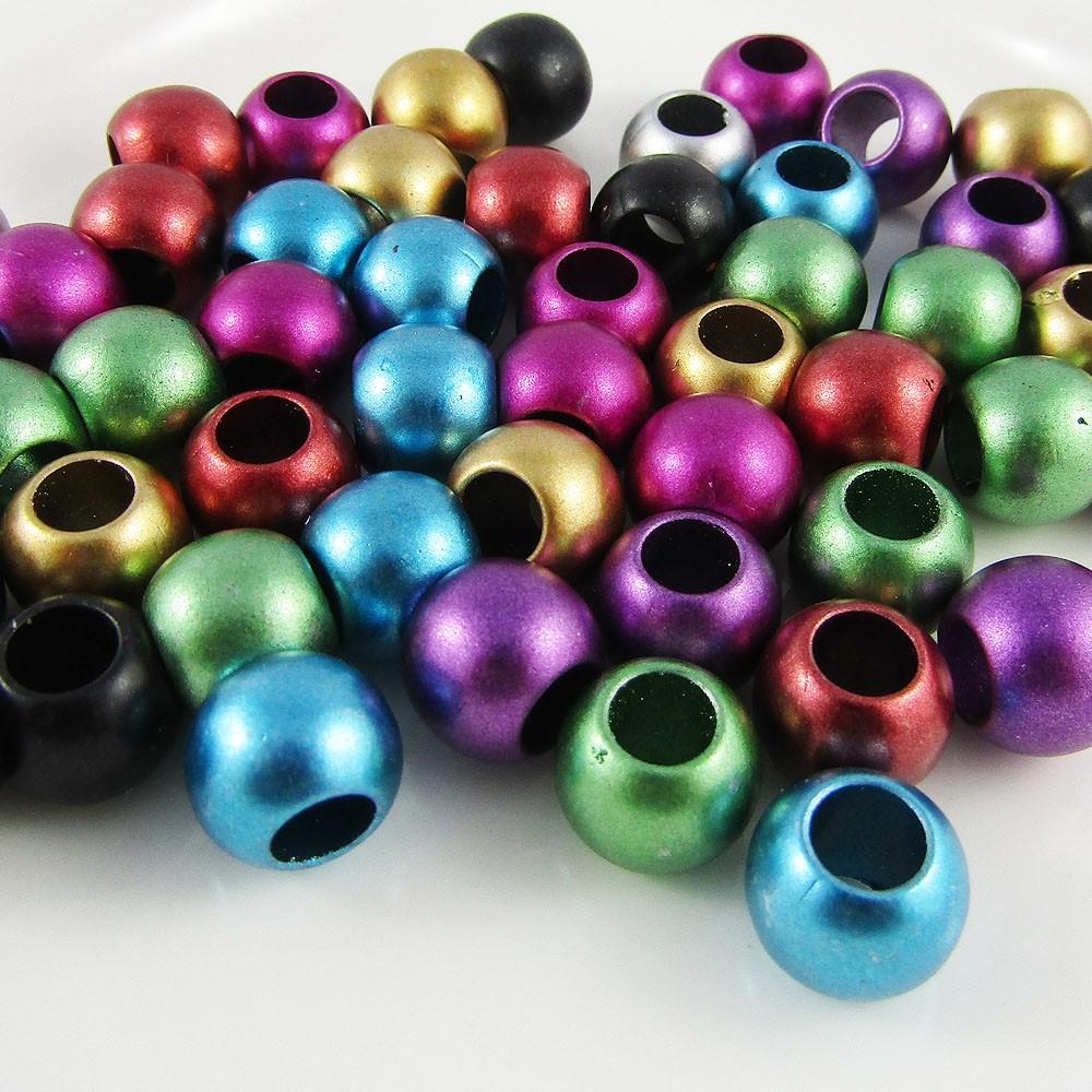 50pcs Matte Metallic Rondelle Craft Feature Beads Acrylic 11x9mm Hole 6mm