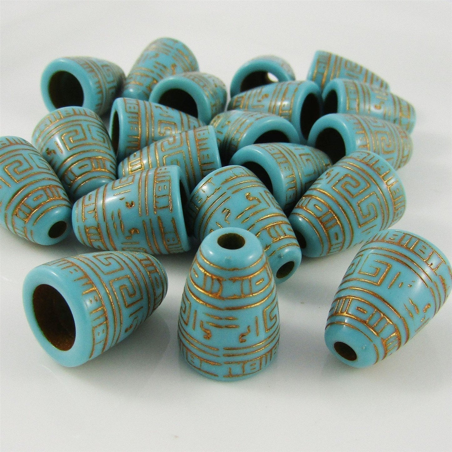 20pcs Turquoise Cone Bead Metallic Etching Craft Feature Beads Acrylic 16x12mm
