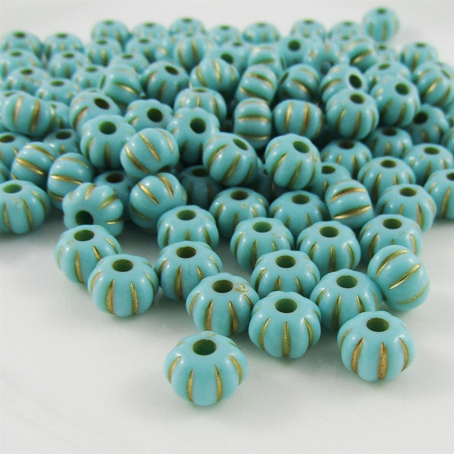 50g 290+pcs Acrylic Metallic Etched Pumpkin Craft Beads 7x5mm Hole 1.2mm