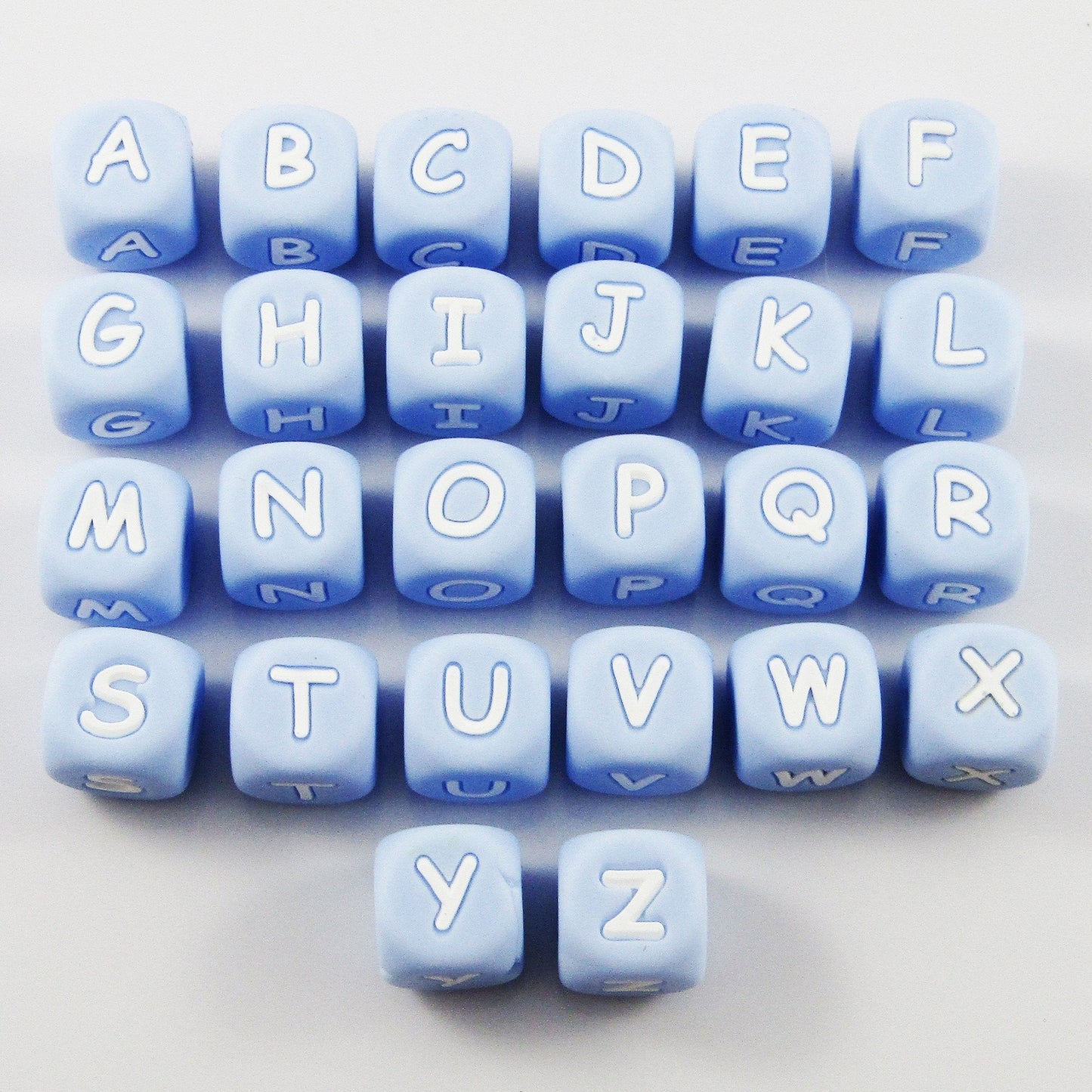 Bulk Pack of 10 Blue Cube Letter Silicone Bead 12mm with 2mm Hole Pens Lanyards