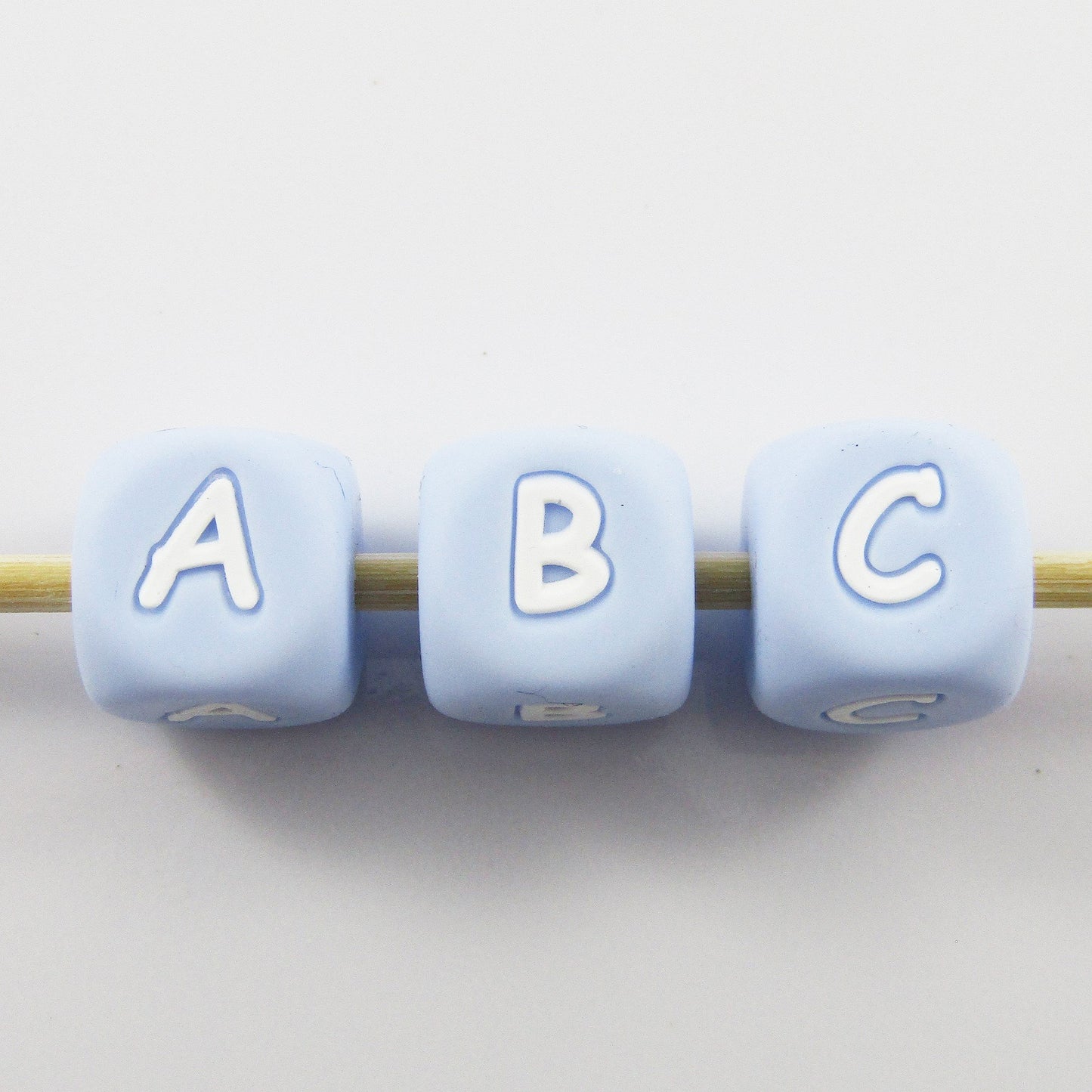 A-Z 26pc Set Blue Cube Letter Silicone Bead 12mm Hole 2mm Keychains Lanyards