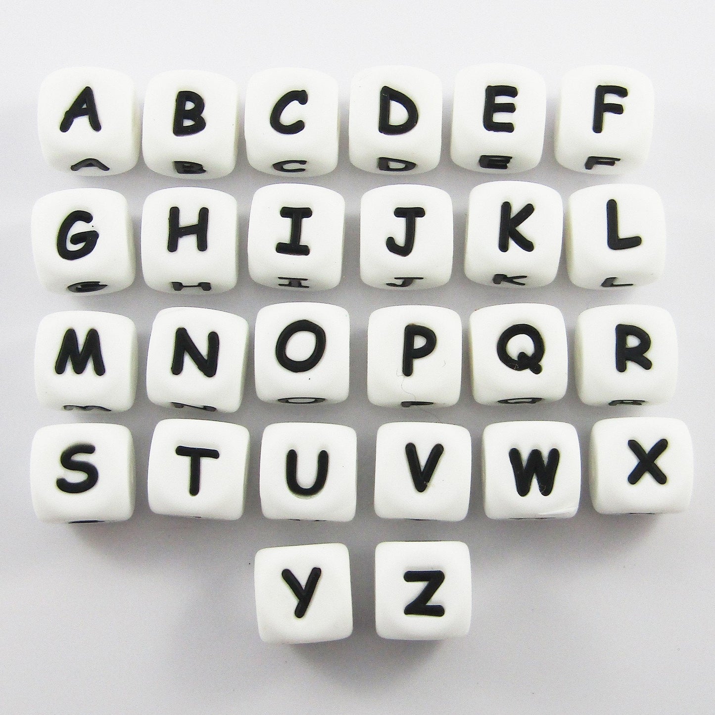 Bulk Pack of 10 White Cube Letter Silicone Bead 12mm with 2mm Hole Pens Lanyards