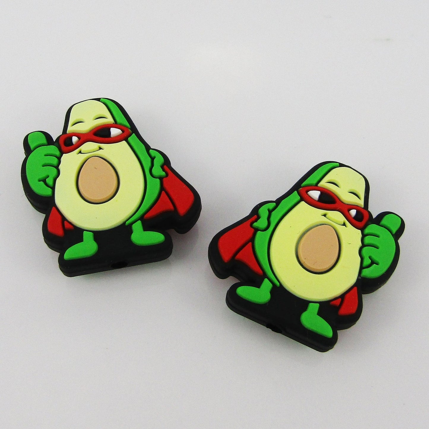 2pcs Avocado Superhero Silicone Focal Bead 28x25mm Hole 2.5mm Pen Keychains