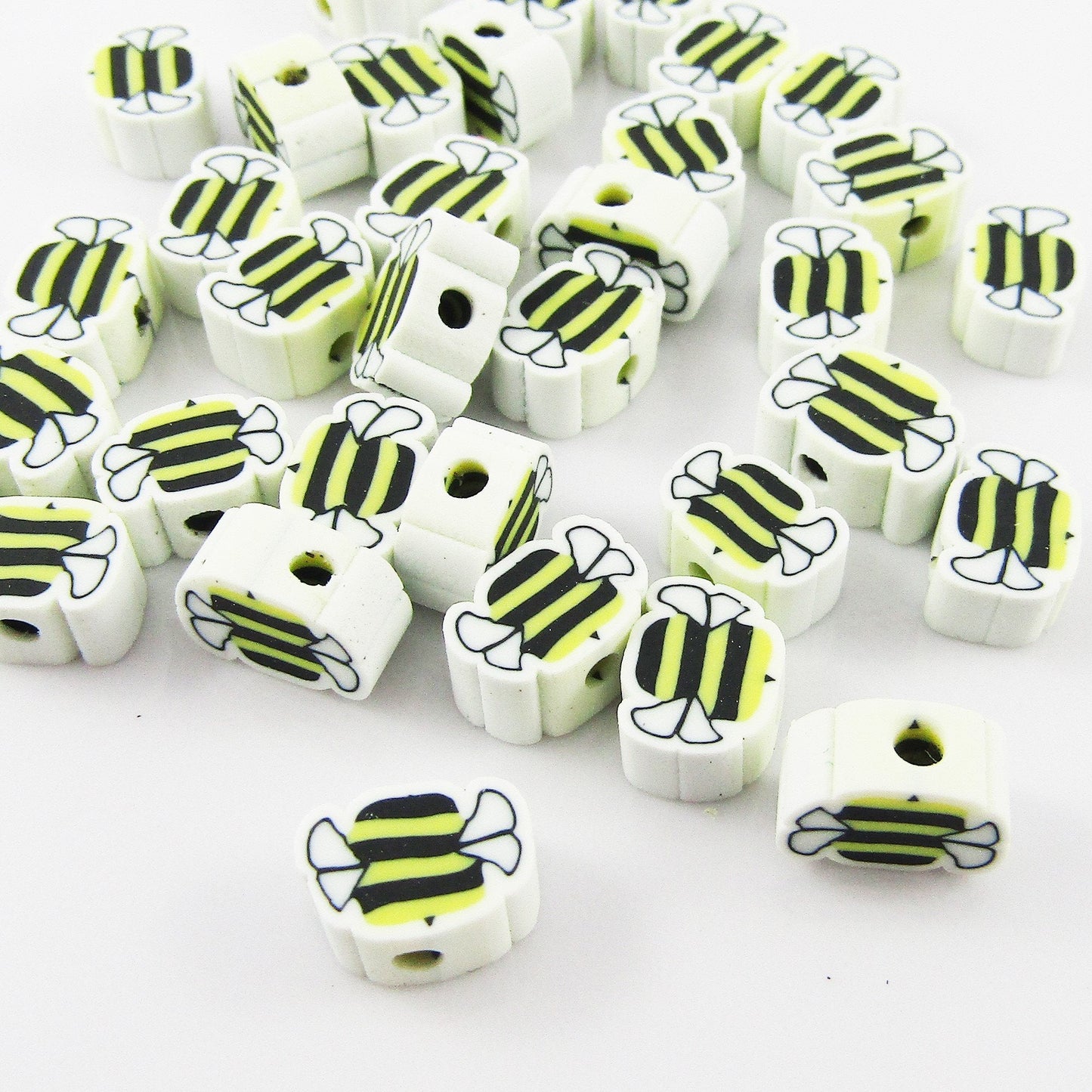 Bulk 50pcs Polymer Clay Little Bumblebee Beads 6.5x9x4mm Hole 1.5mm