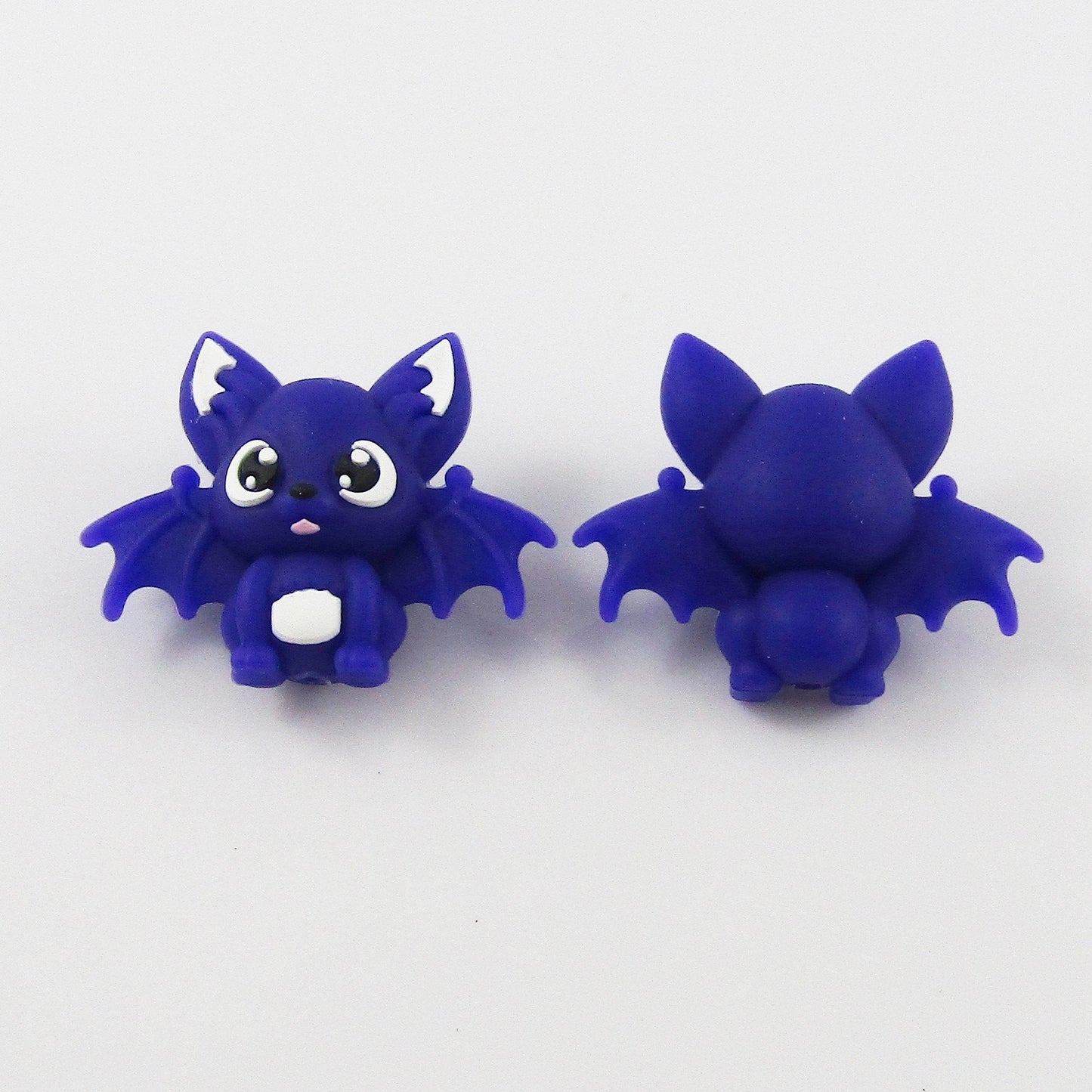 2pcs Bat Halloween Silicone Focal Bead Purple 28x36x16mm Hole 2mm Pen Keychain