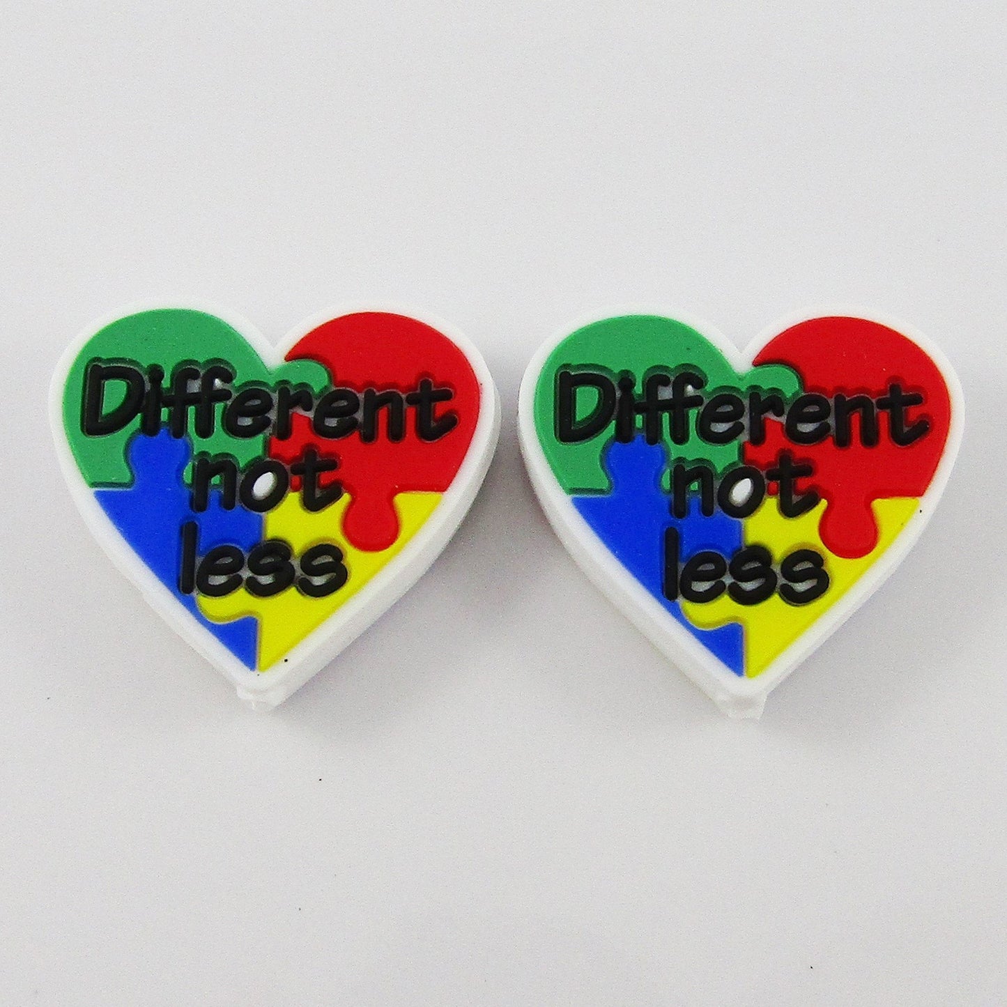 2pcs Different Not Less Puzzle Heart Silicone Focal Bead 26x28x7mm Hole 3.5mm