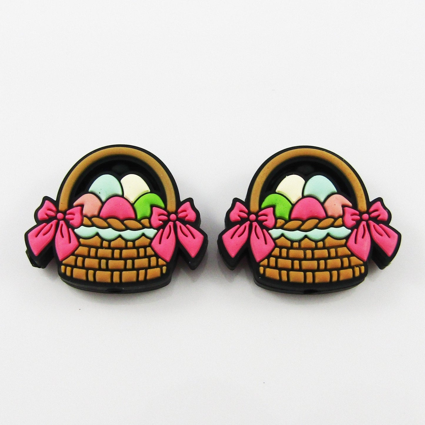 2pcs Easter Basket Silicone Focal Bead 30x25x7mm Hole 2mm