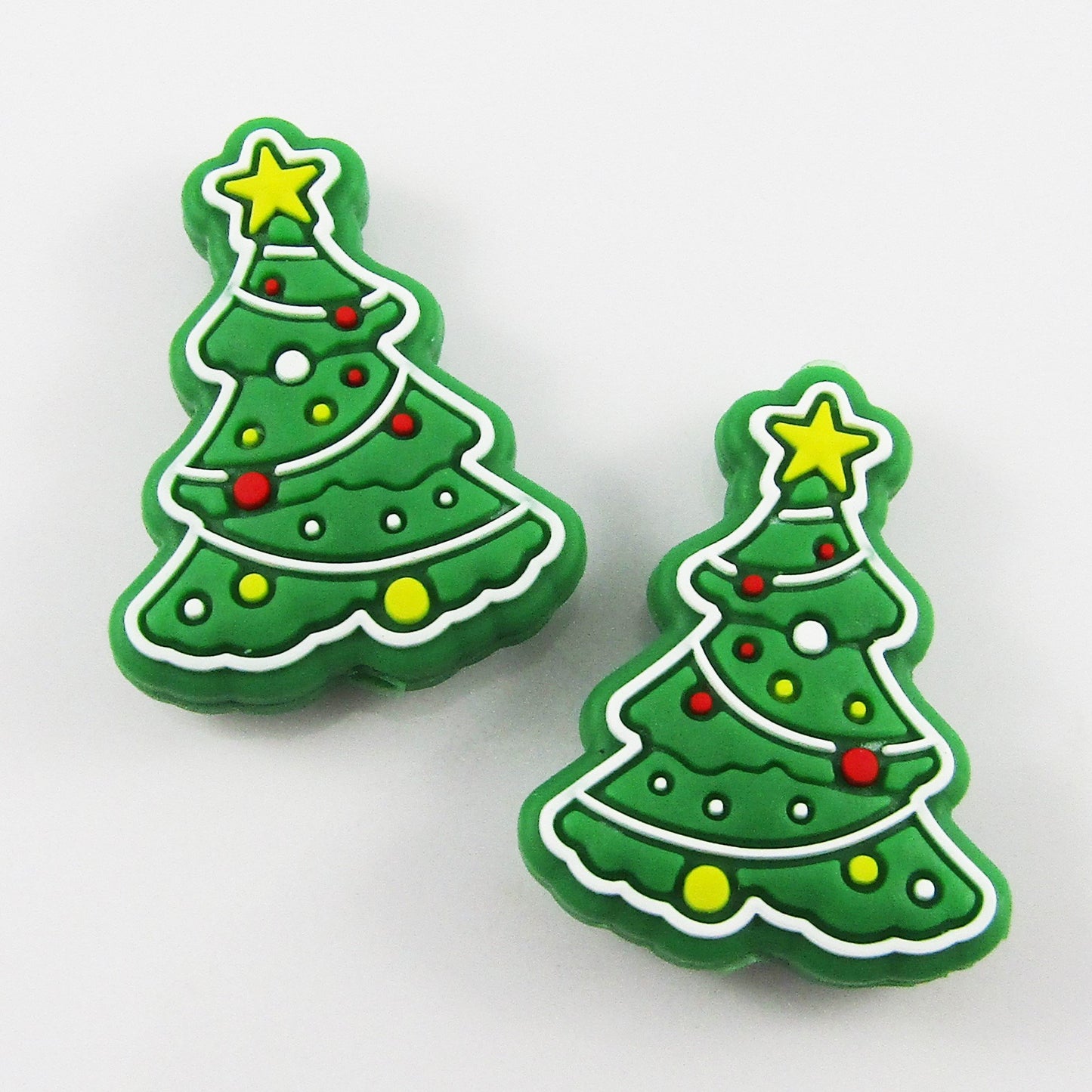 2pcs Christmas Tree Silicone Focal Bead 30x23x9mm Hole 2mm