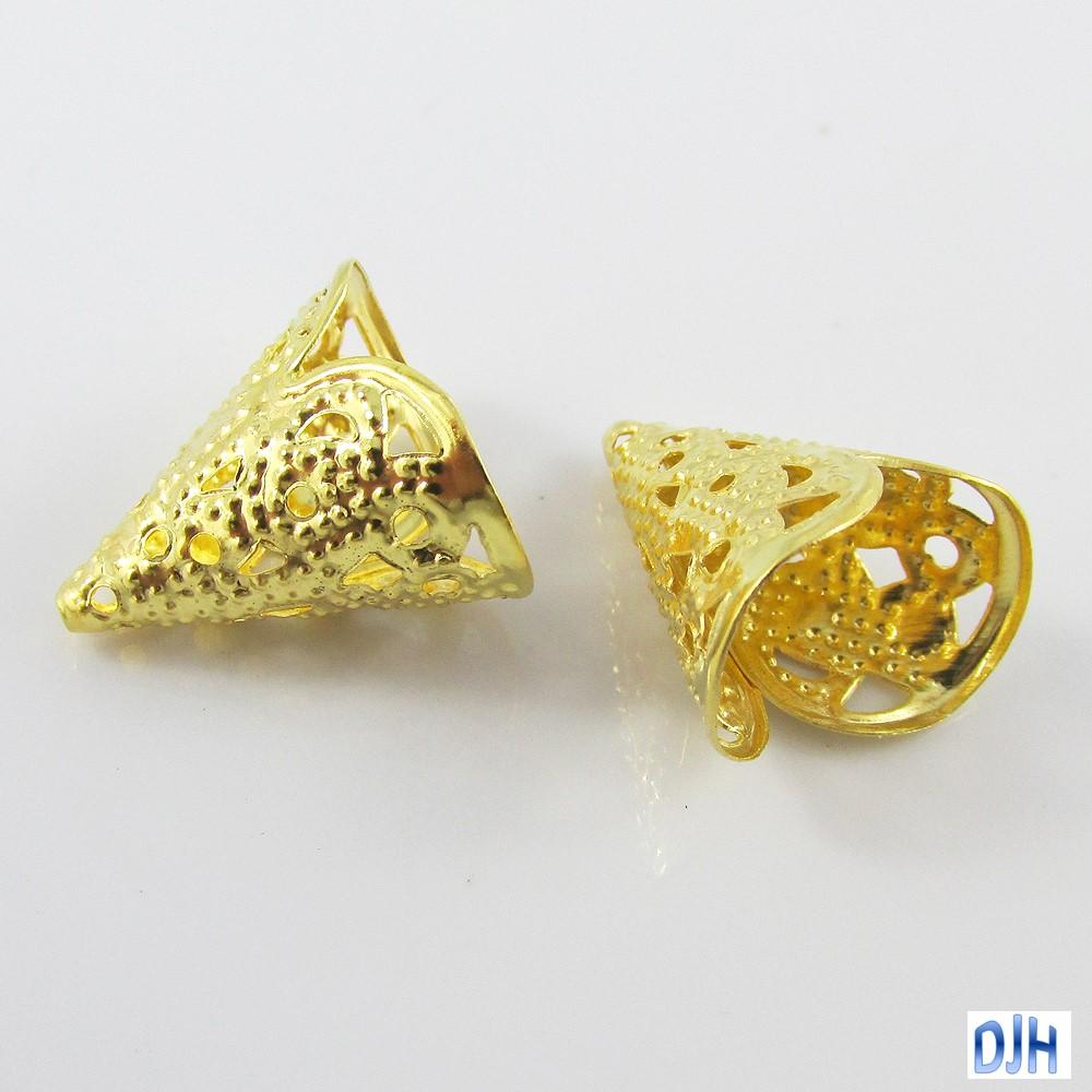 Bulk 20pcs Filigree Cone Bead Cap 16x16mm Hole 1mm Select Colour