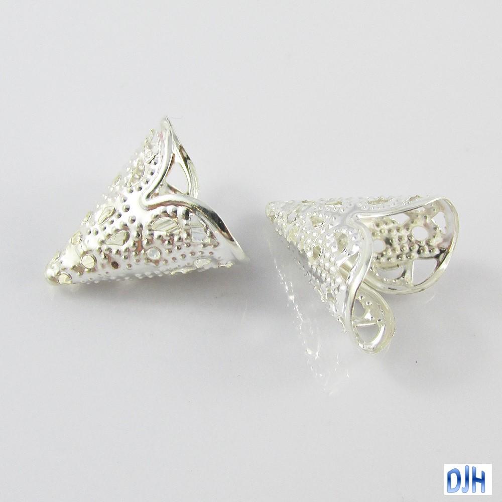 Bulk 20pcs Filigree Cone Bead Cap 16x16mm Hole 1mm Select Colour