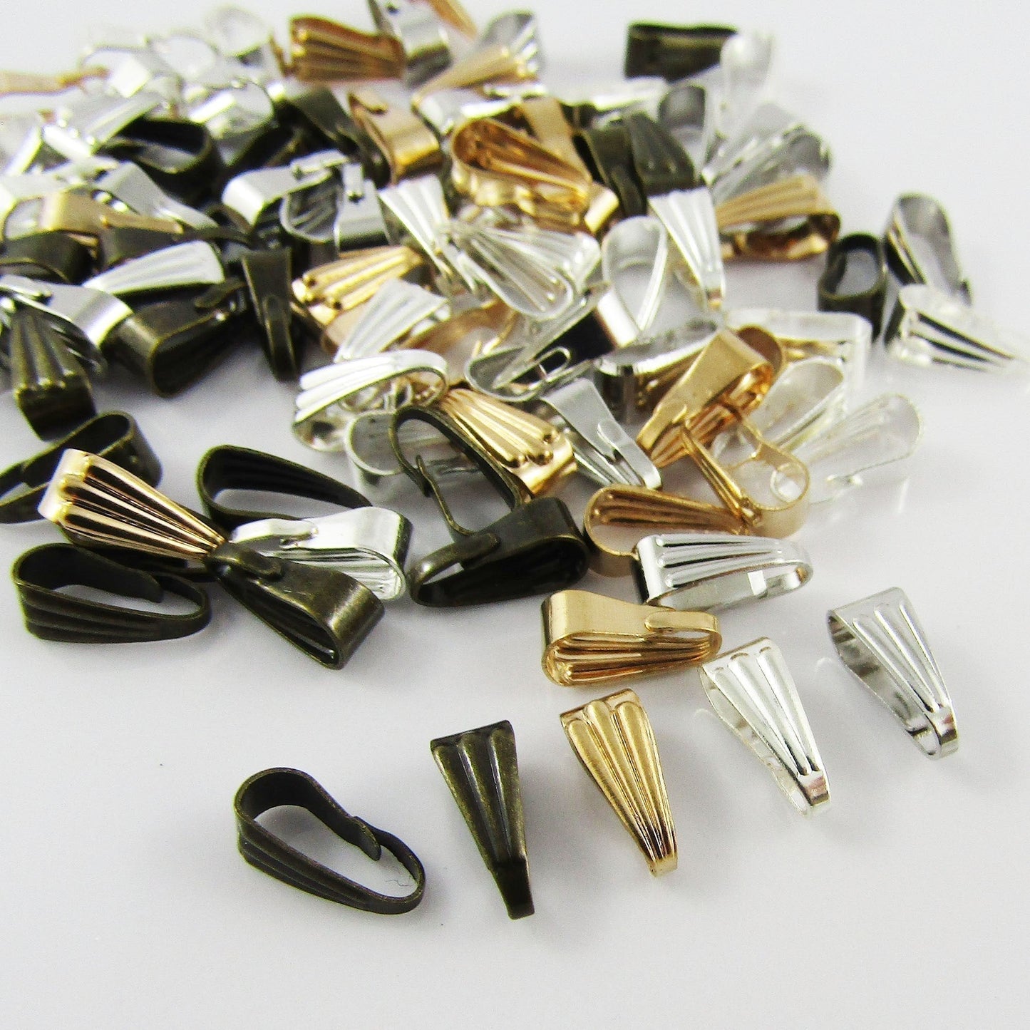 20gr (180+ pcs) Mixed Colours Snap on Necklace Pendant Bail Finding 8.5x3.5x4mm