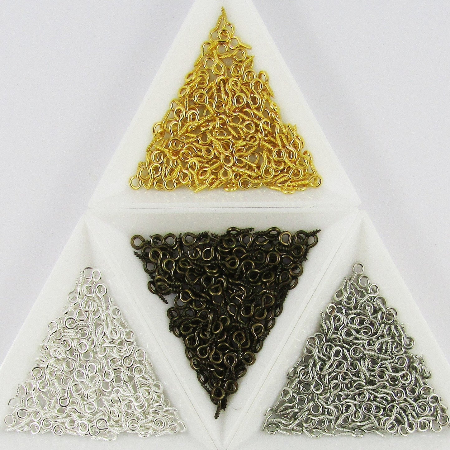 200pk Screw Eye Pin Peg Bails 8x4x1mm with 2mm hole Select Colour