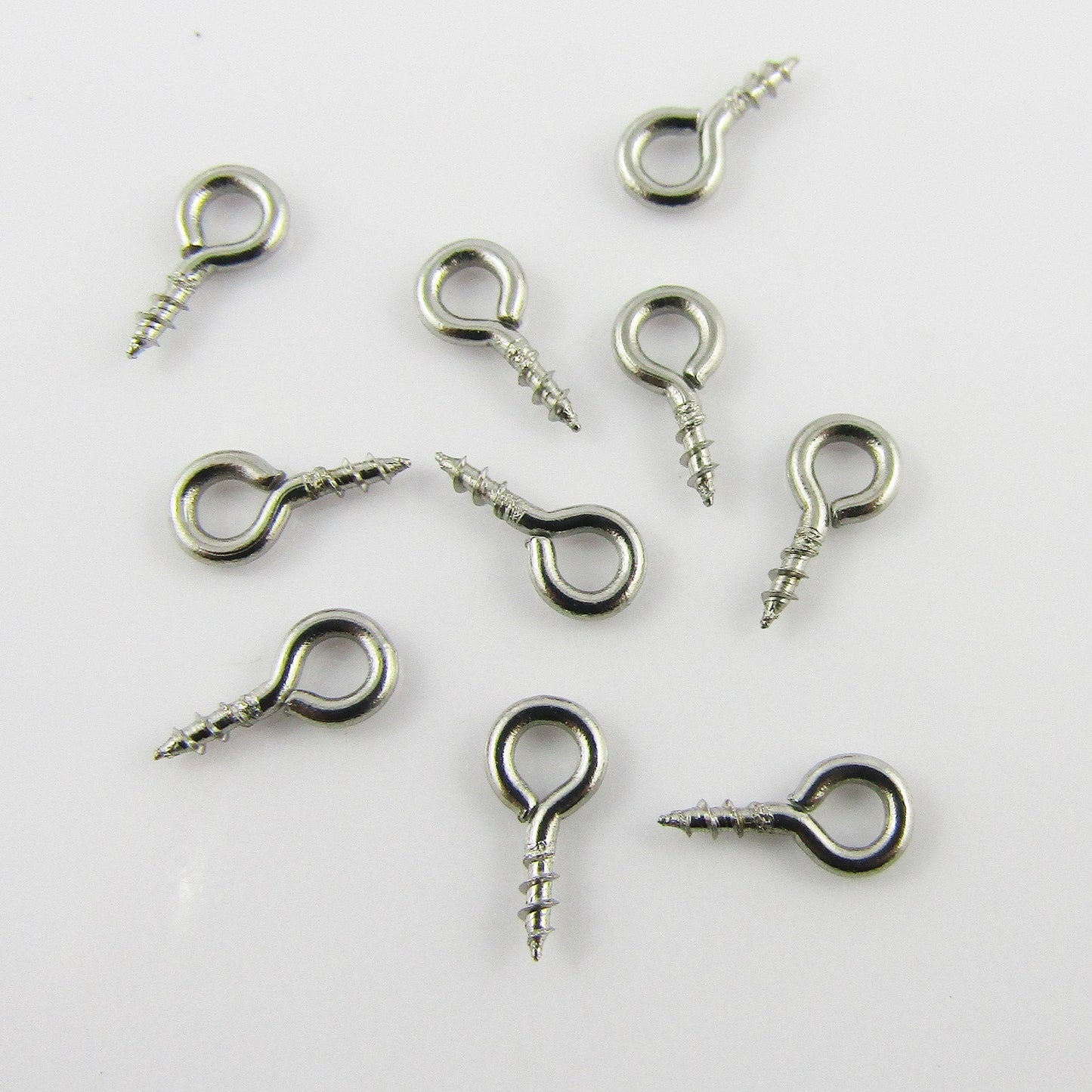 100pk Screw Eye Pin Peg Bails 304 Stainless Steel 8x4x1mm with 2mm hole