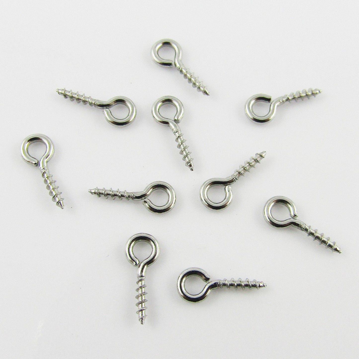 100pk Screw Eye Pin Peg Bails 304 Stainless Steel 10x4x1mm with 2mm hole