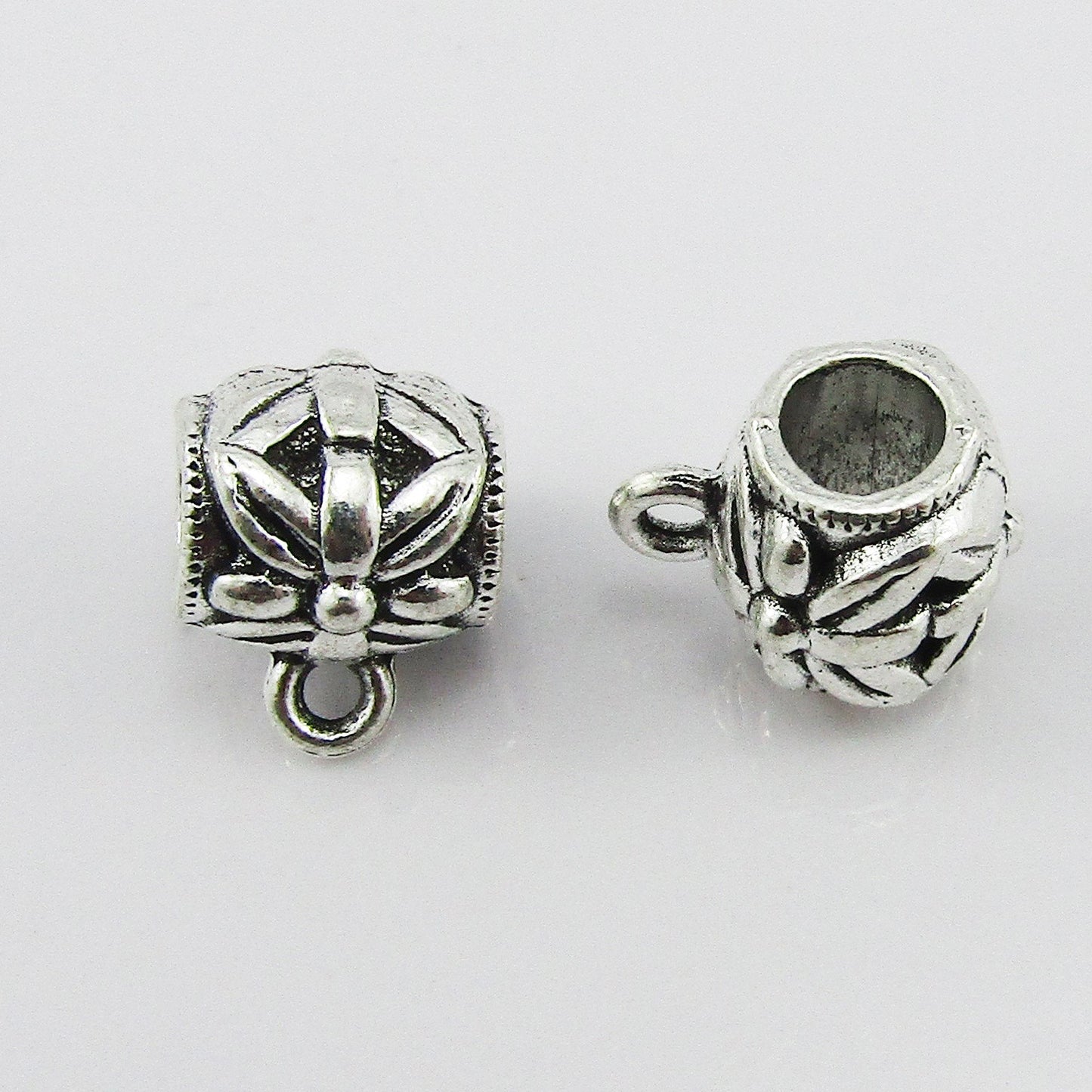 20pce Flower Barrel European Bail Findings 12x10x10mm Hole 1.6mm & 4.7mm