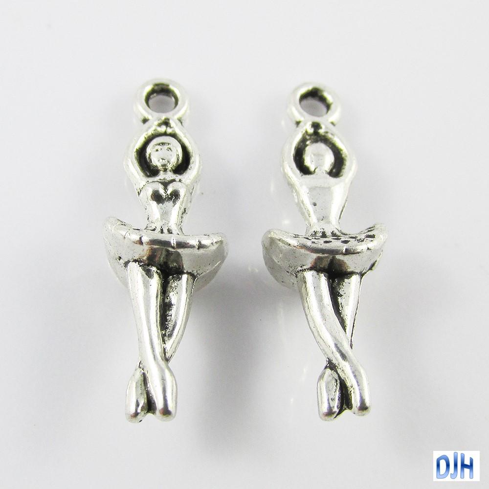 Bulk Ballerina Charm Pendant Ballet Dancer 23x8mm Select Qty