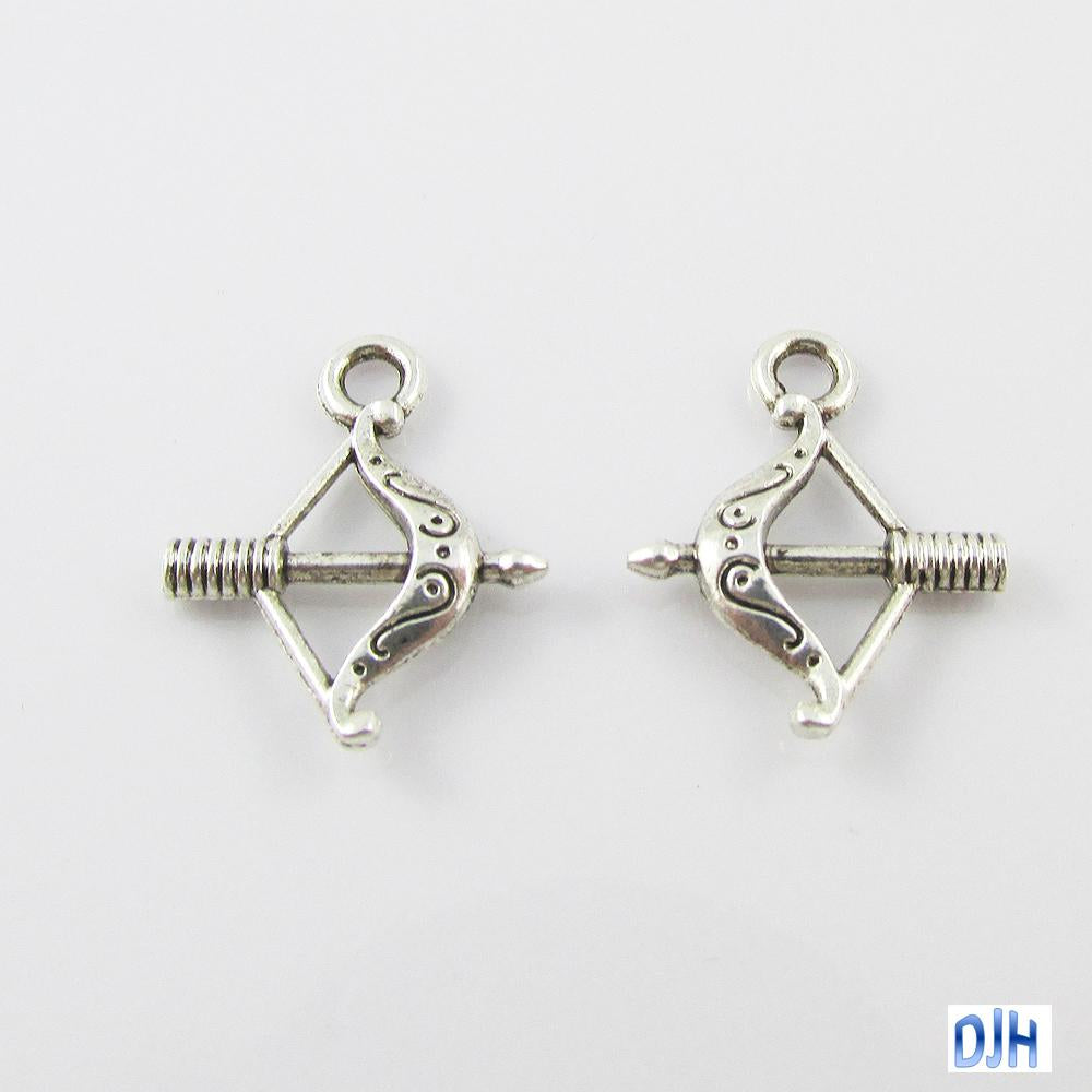Bulk Mini Bow & Arrow Cupid Charm Pendant 16mm x 14mm Select Qty