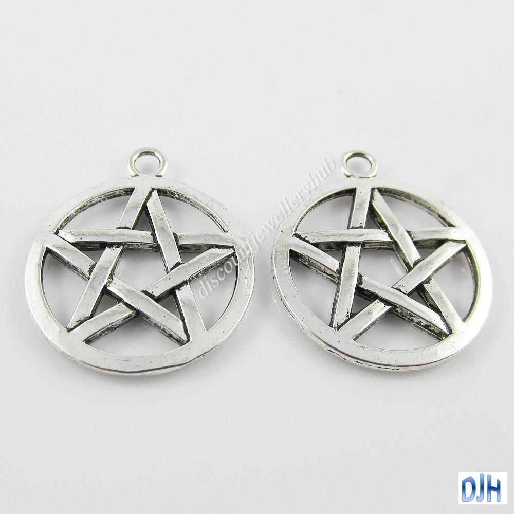 Bulk Pentagram Charm Pendant Wicca Pagan 29x25mm Select Qty