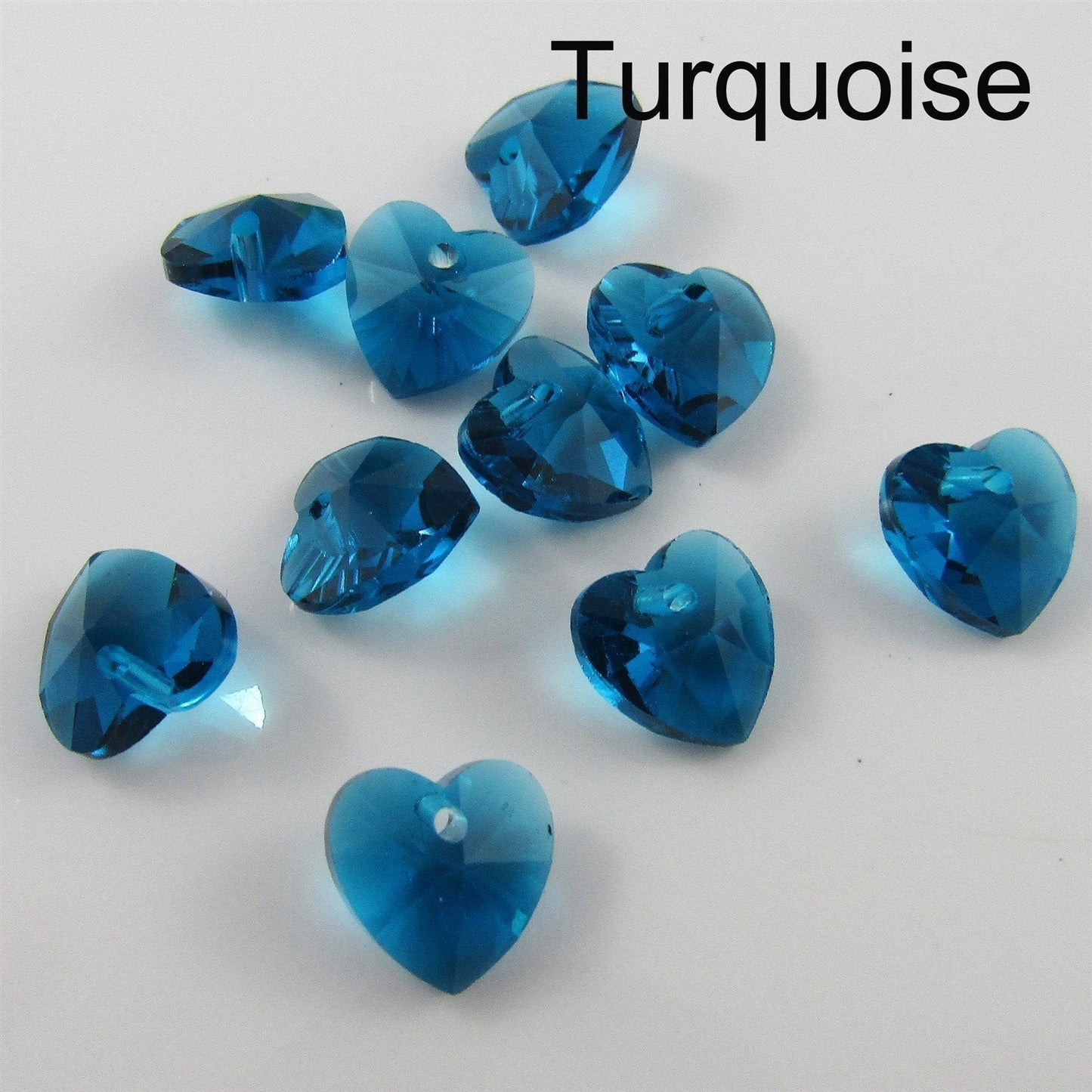 Bulk 10pcs Glass Faceted Heart Charm Pendant 10mm Select 12 Colours