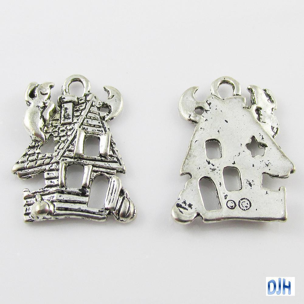 Bulk Halloween Haunted House Charm Pendant Ghost Spooky 20x15mm Select Qty