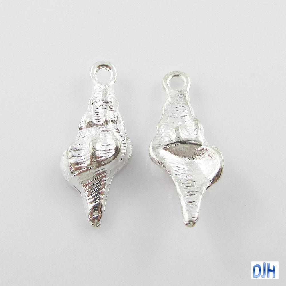 Bulk Conch Seashell Charm Pendant Silver Plate Finish Select Qty
