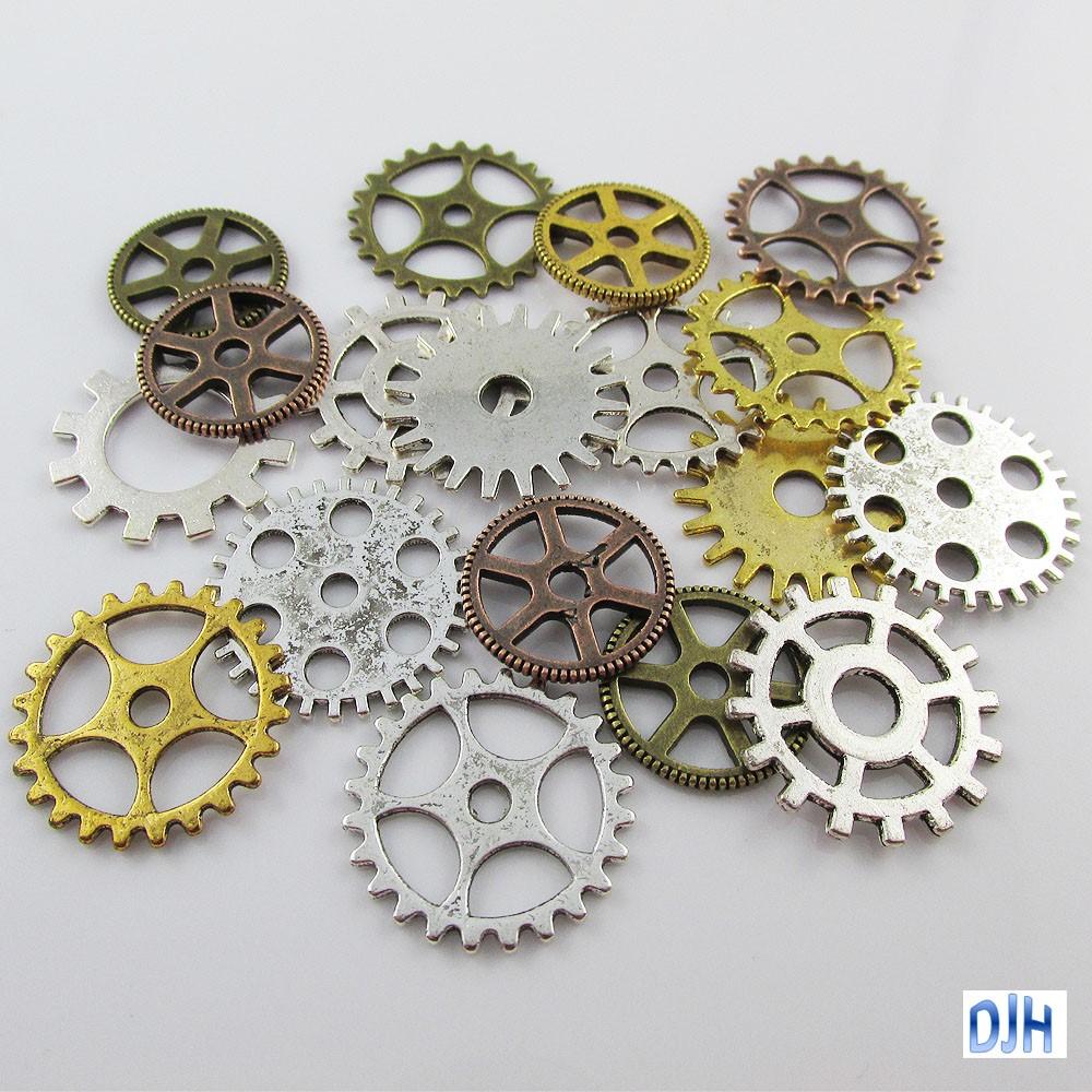 Bulk Pack 10pcs Mixed Steampunk Cogs & Gears Charm Pendant