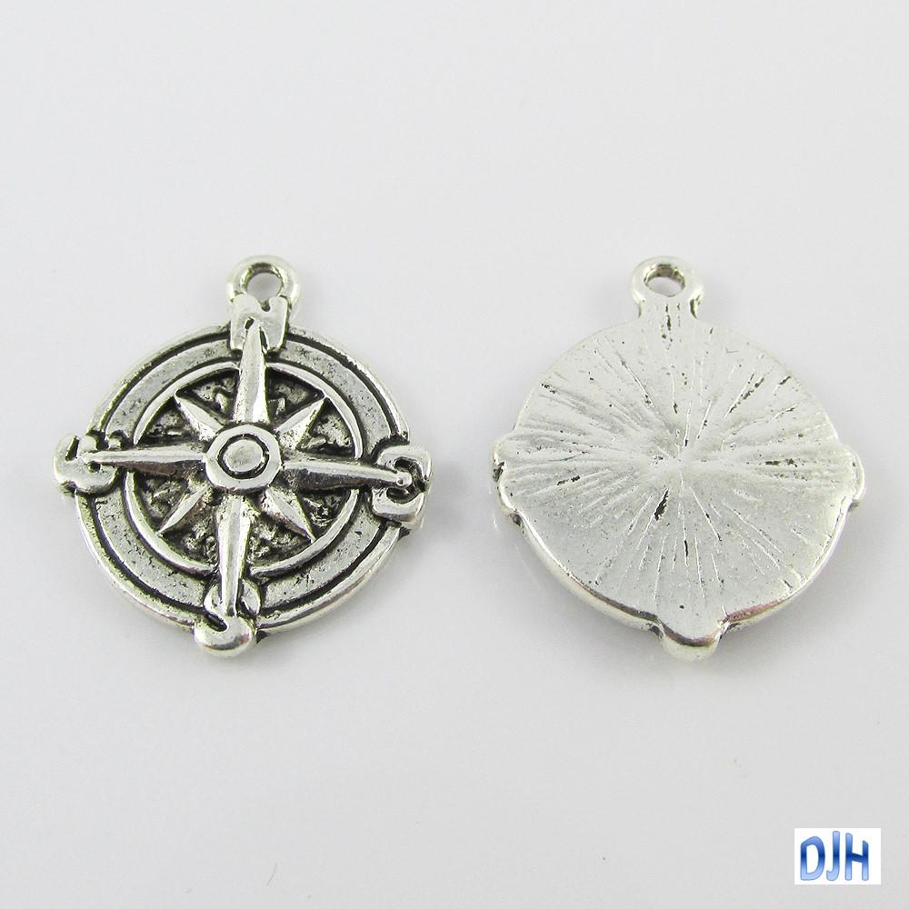 Compass Charm Pendant Nautical Navigation Guide 21x17mm Select Qty