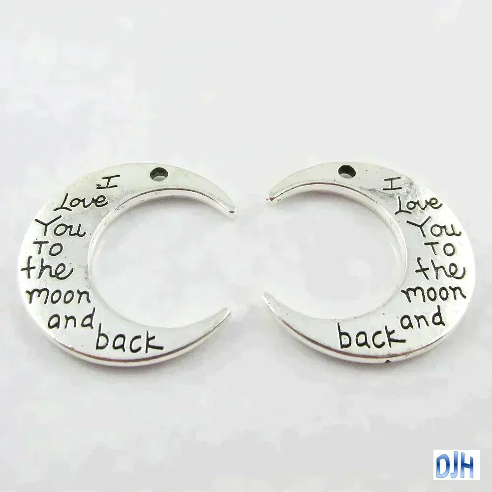 Bulk I Love You to the Moon & Back Crescent Moon Charm Pendant 29x27mm Pick Qty