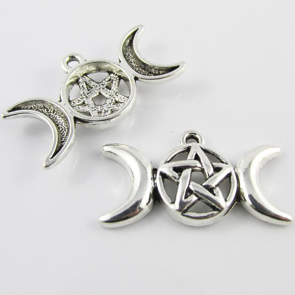 Bulk Triple Moon Goddess Charm Pendant Wicca Wisdom Repose Death 30x17mm PickQty