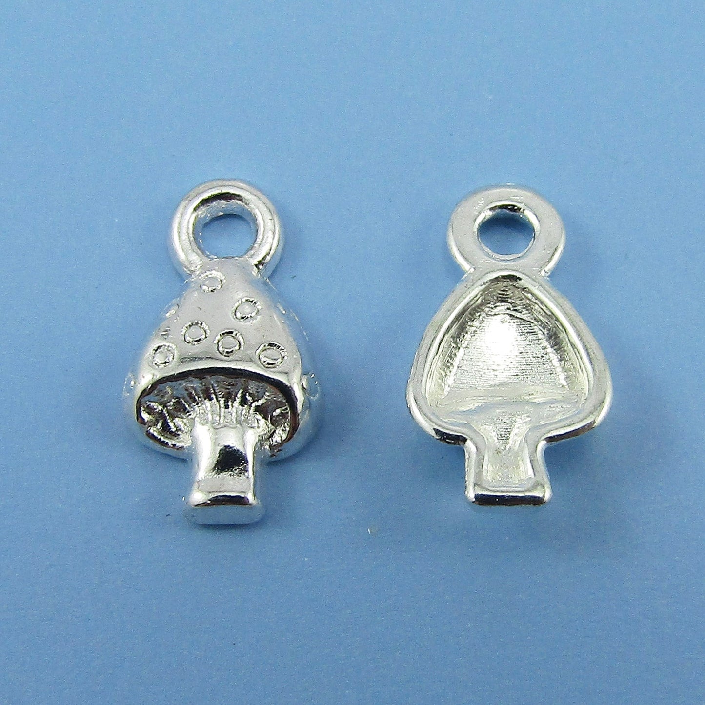 Bulk Mini Mushroom Charm Pendant Silver Tone Fungus 13x8mm Select Qty
