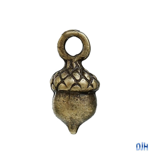 Bulk 3D Mini Acorn Charm Pendant 14x7mm Pack of 10 Select Colour