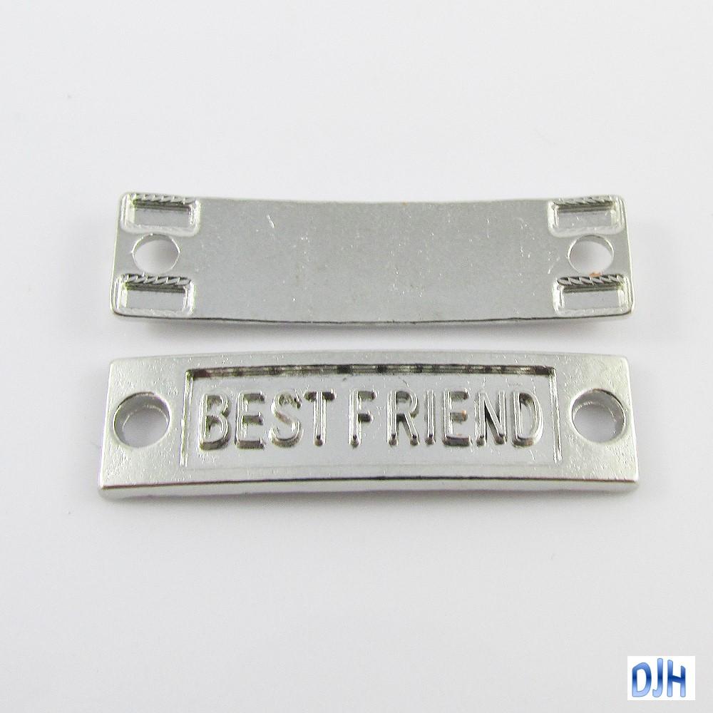 Bulk Best Friend Charm Message Linking Tag Connector 1/1 Loop 34x9mm Select Qty