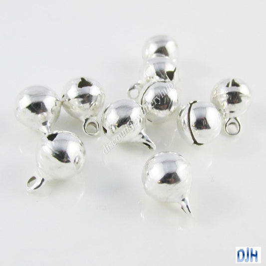 Bulk Jingle Bell Charm Pendant 8mm Pack of 10 Select Silver or Gold Plate
