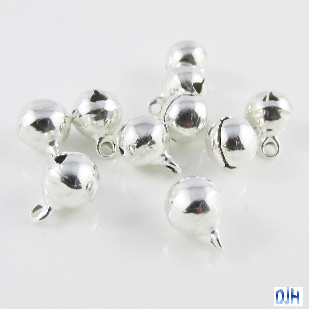 Bulk Jingle Bell Charm Pendant 8mm Pack of 10 Select Silver or Gold Plate