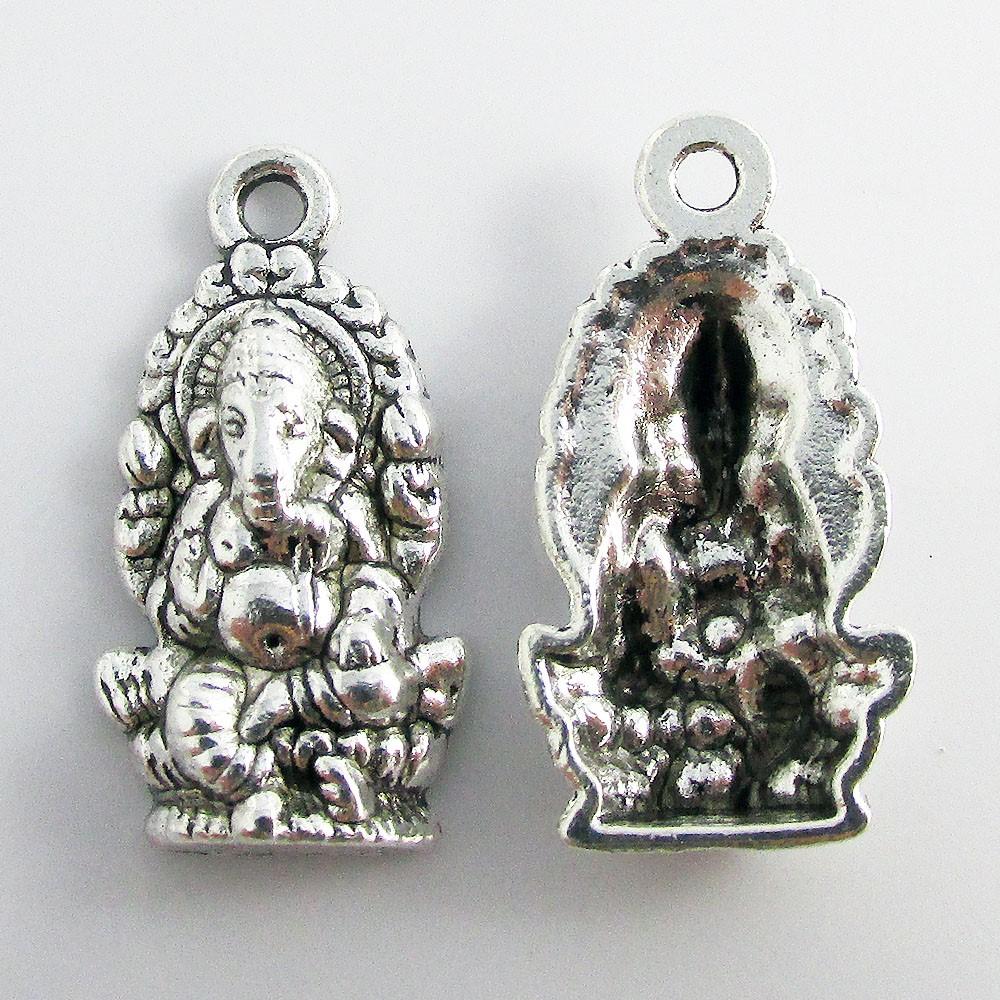 Bulk Ganesha Charm Pendant Hindu Deity 26x14mm Select Qty