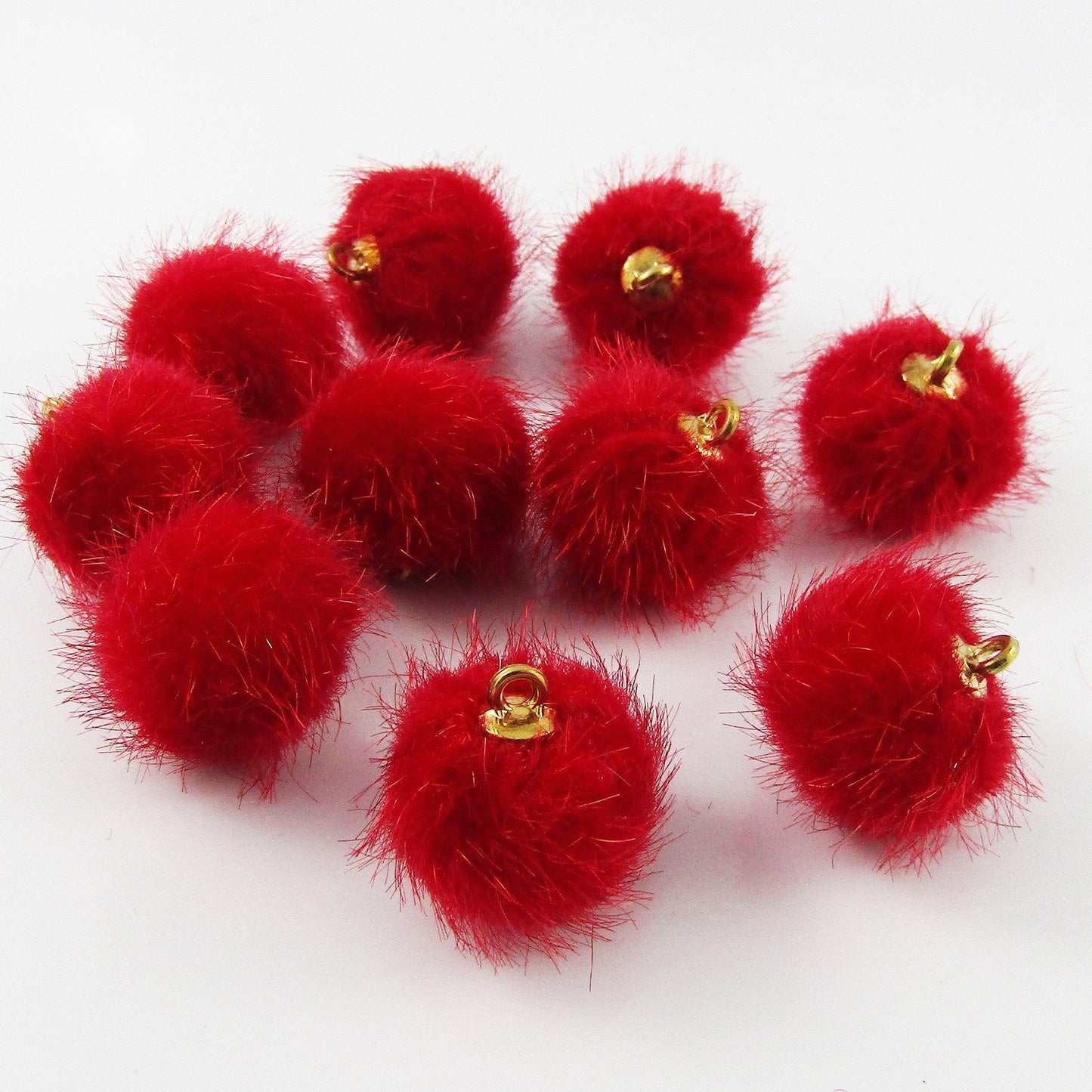 Bulk 10pce Fuzzy Pom Pom Ball Charm Pendant Faux Mink Fur Select Colour