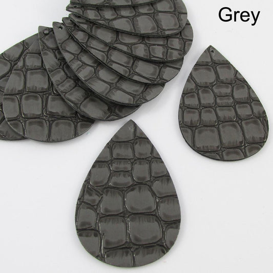 Bulk Pack Croc Skin Charm Pendant Teardrop PU Leather Select Colour