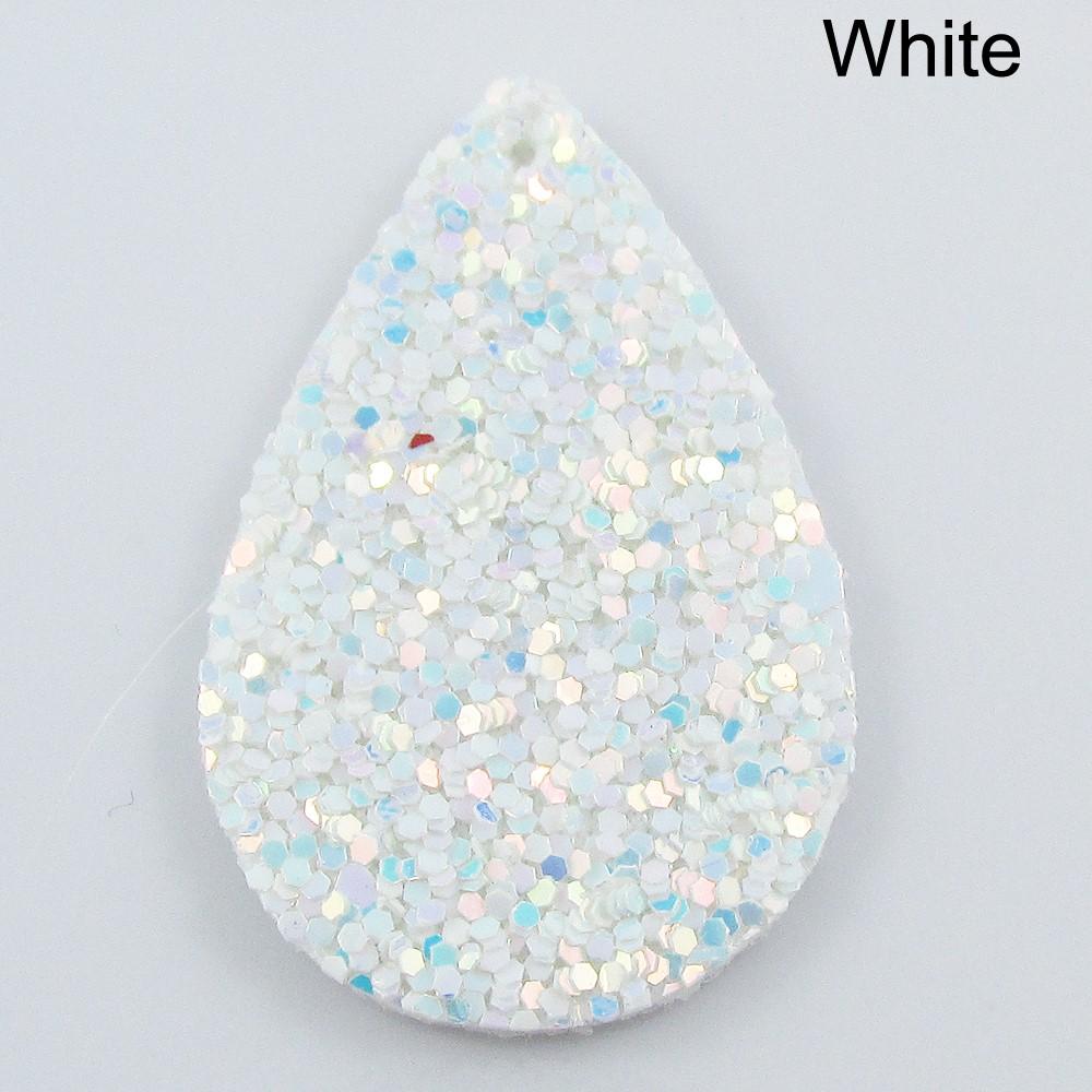 Bulk 10pce Glitter Teardrop Charm Pendant PU Leather Select Colour