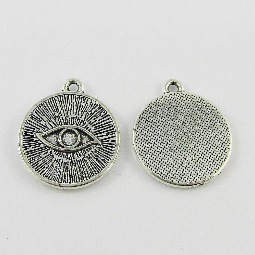 Bulk All Seeing Eye Charm Pendant Disc 20x17mm Select Qty