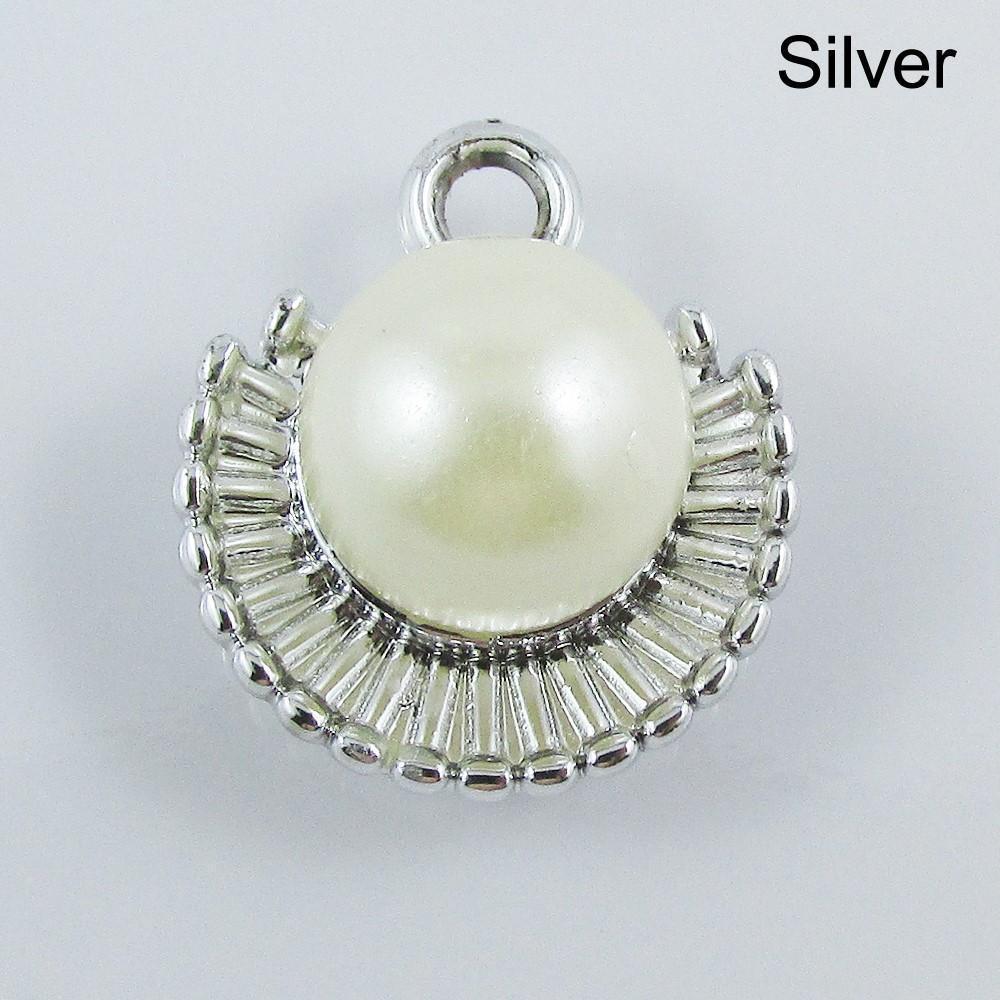 Bulk 10pce Seashell Charm Pendant Acrylic Pearl 22x19mm Select Gold or Silver