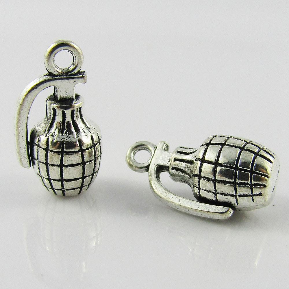 Bulk 3D Grenade Charm Pendant Army Military Grenade 18x10mm Select Qty